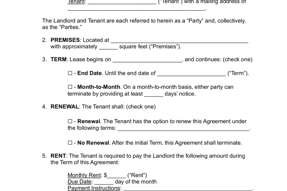 Free Office Space Lease Agreement Template PDF Word EForms