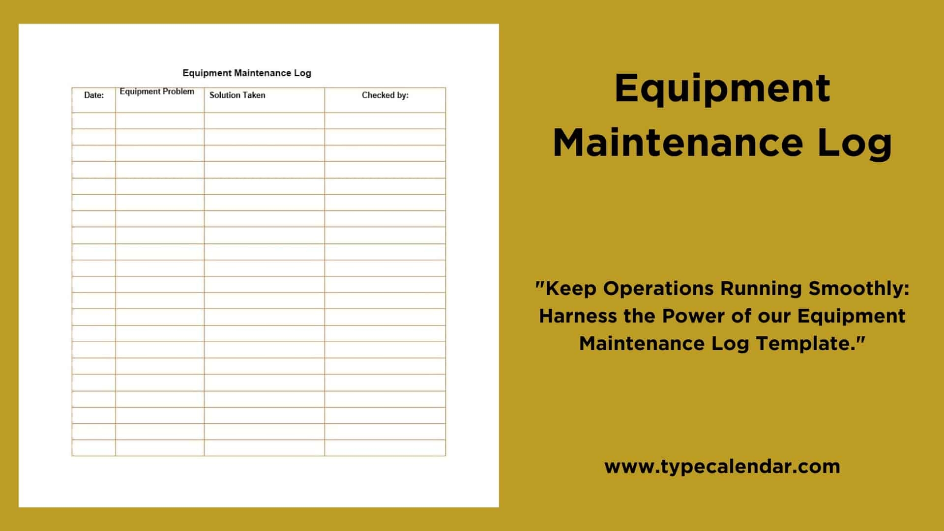 Free Printable Equipment Maintenance Log Templates PDF Excel Free Printable Equipment Maintenance Log Templates PDF Excel