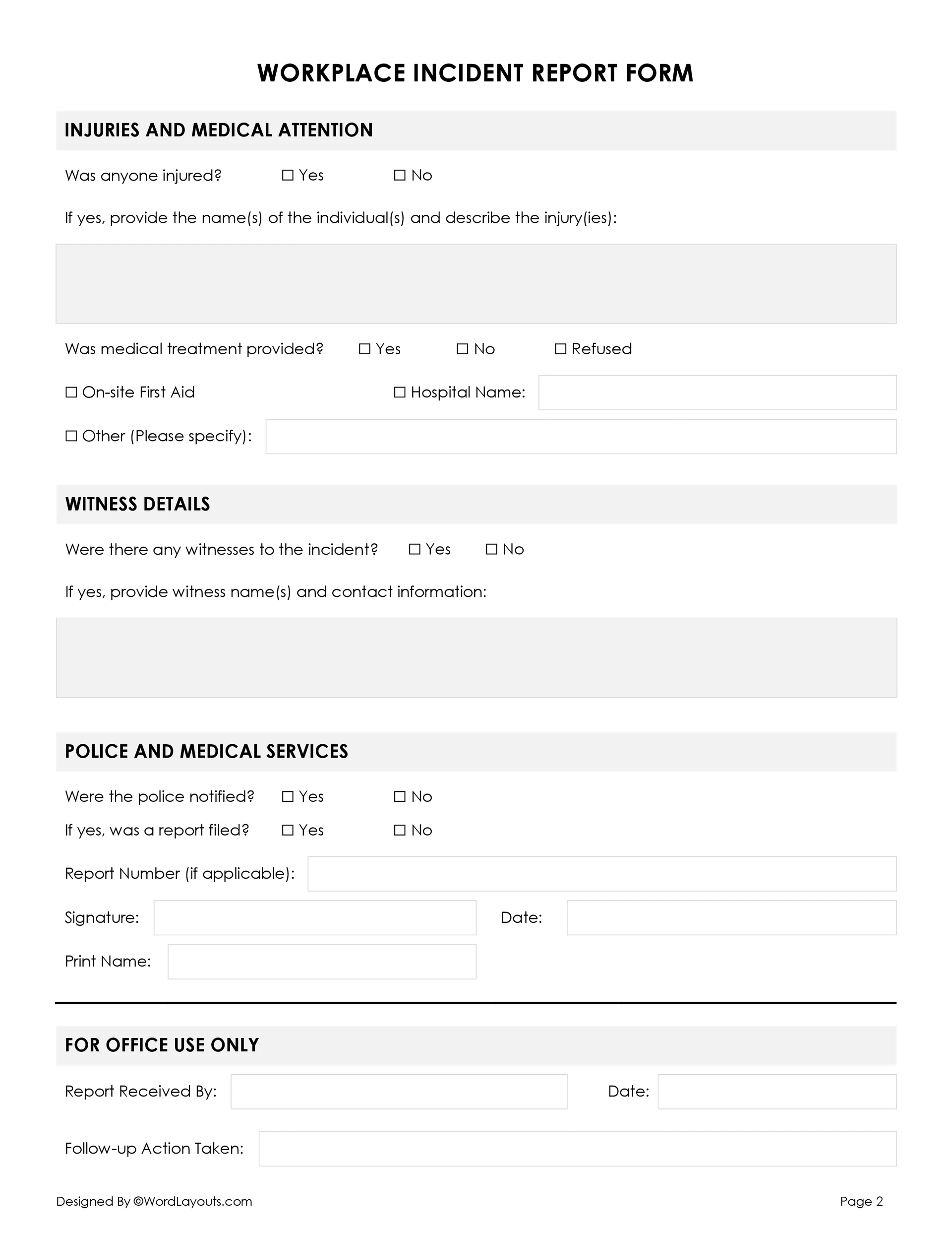 Free Workplace Incident Report Template Word GDoc WordLayouts Free Workplace Incident Report Template Word GDoc WordLayouts