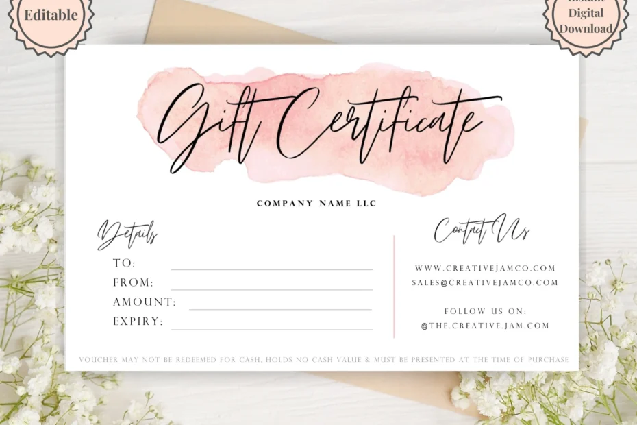 Gift Voucher Gift Certificate Template Editable Gift Card Template DIY Shop Voucher Template DIY Coupons For Last Minute Gift Editable Etsy