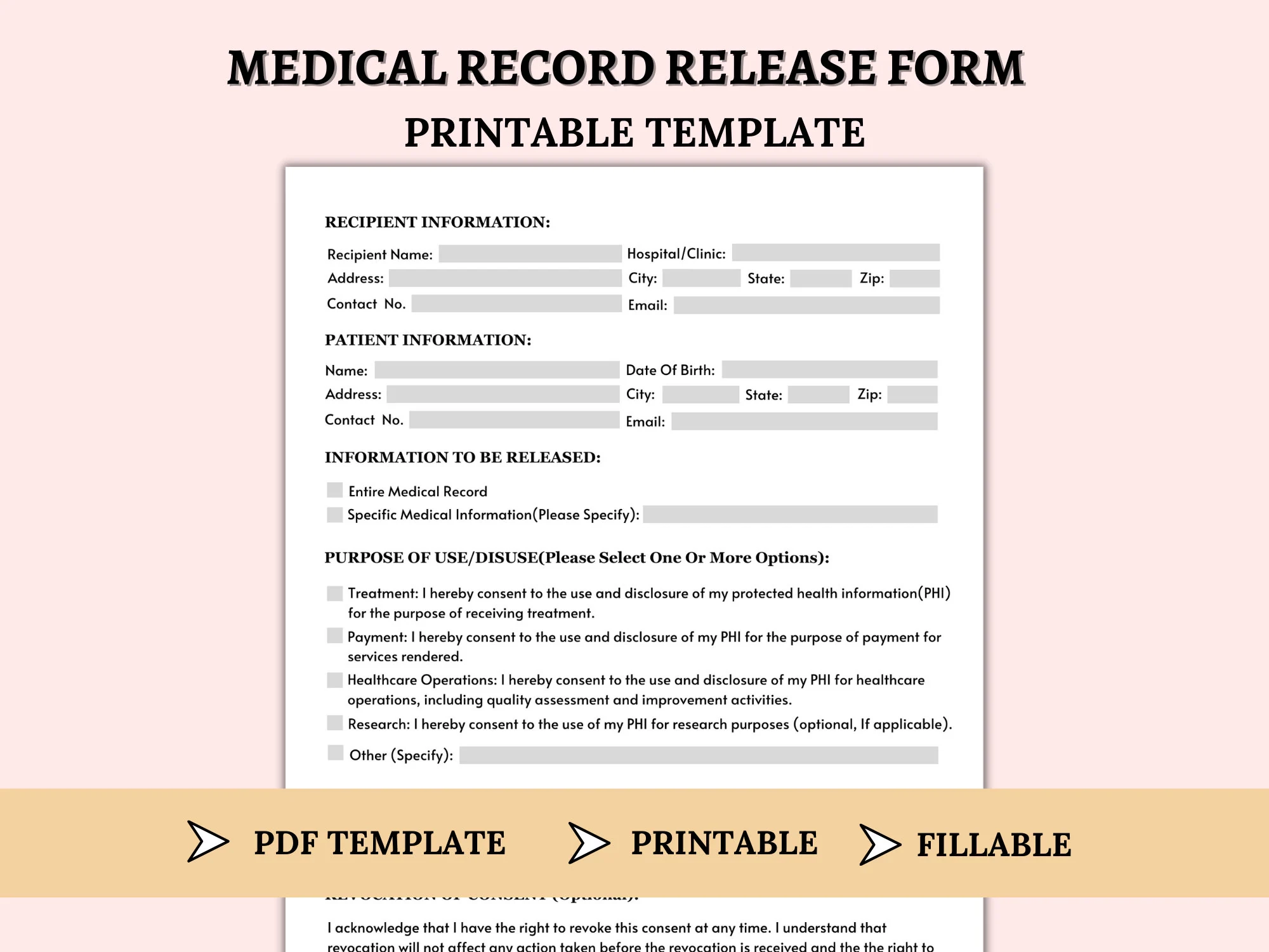 Printable Medical Release Form Template